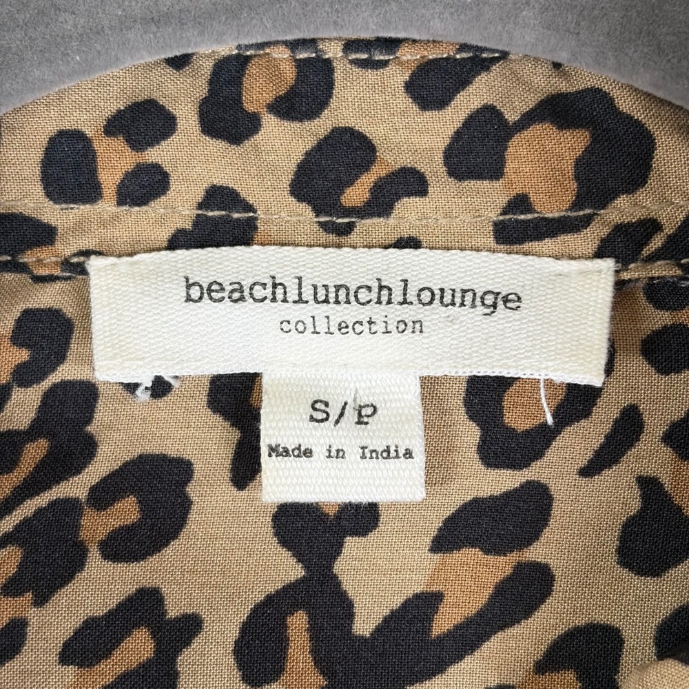 Beachlunchlounge Leopard Print Button Down Shirt Viscose Tan Black Small Flowy - Picture 4 of 8